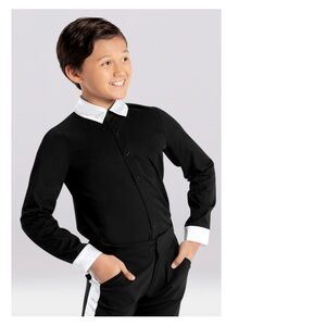 Weissman Black and White Boys' Satin Collar Shirt size LC (14) style AH12617.
